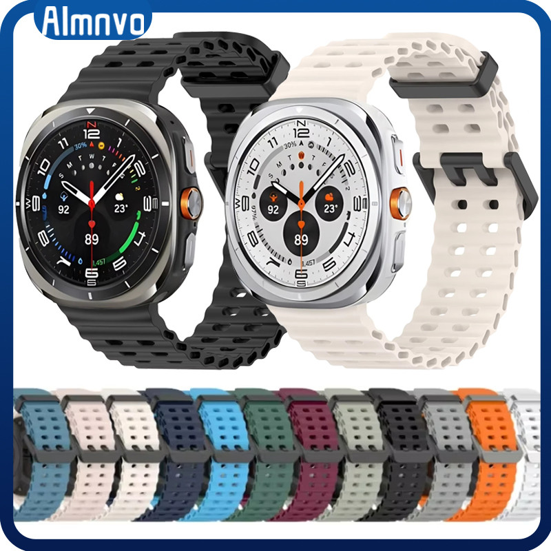 Pulseira De Silicone Para Relógio Smartwatch Samsung Galaxy Watch Ultra 47mm Strap Acessórios De Oceano Furadinha