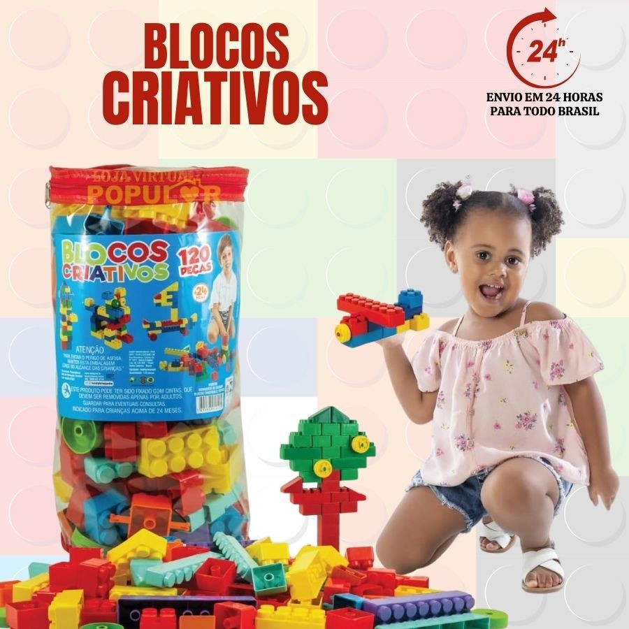 120 Blocos de Montar Casa Cidades e muitos mais - Brinquedo Educacional - Monta Monta
