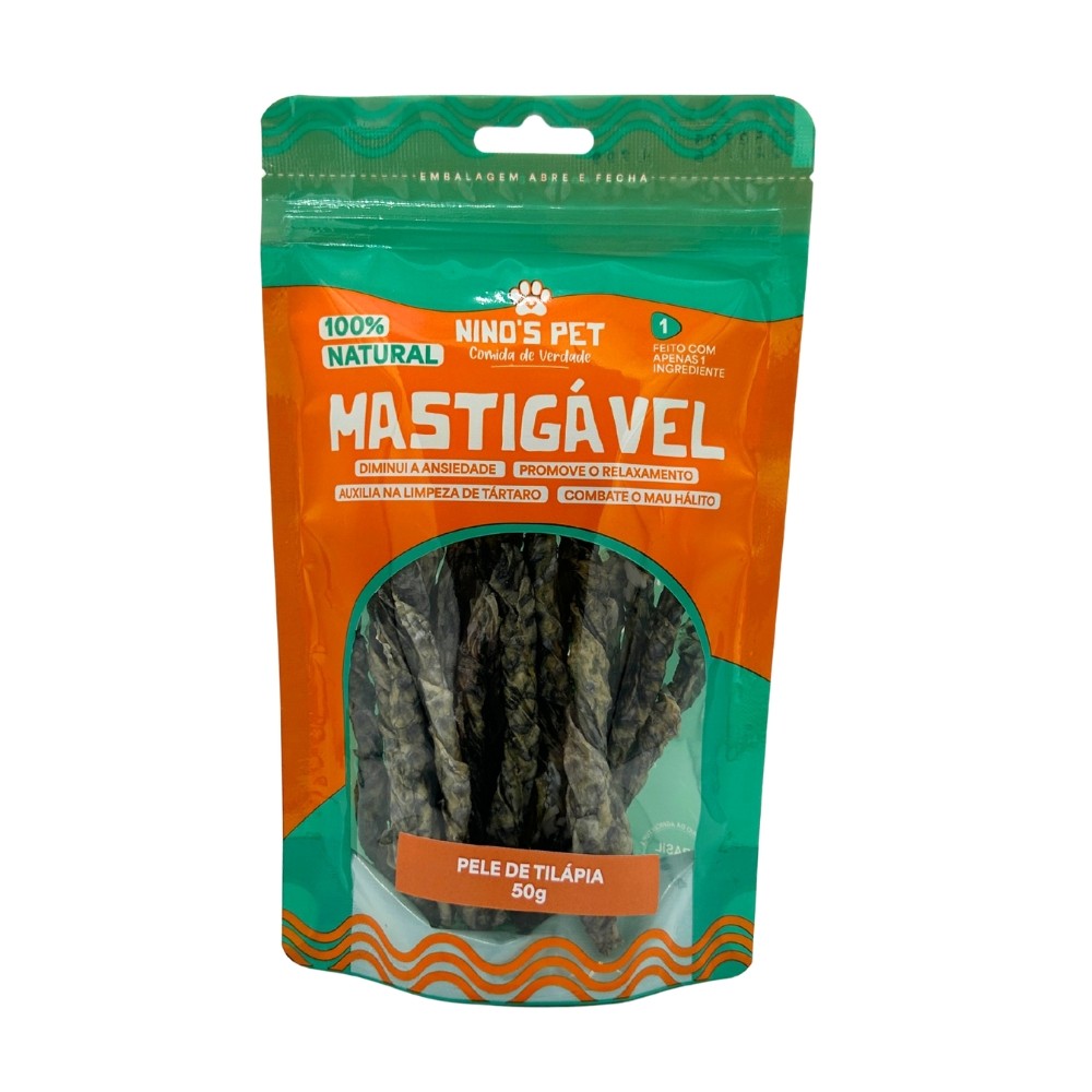 Pele de Tilápia Petisco Natural para Cães 50gr - Nino's Pet