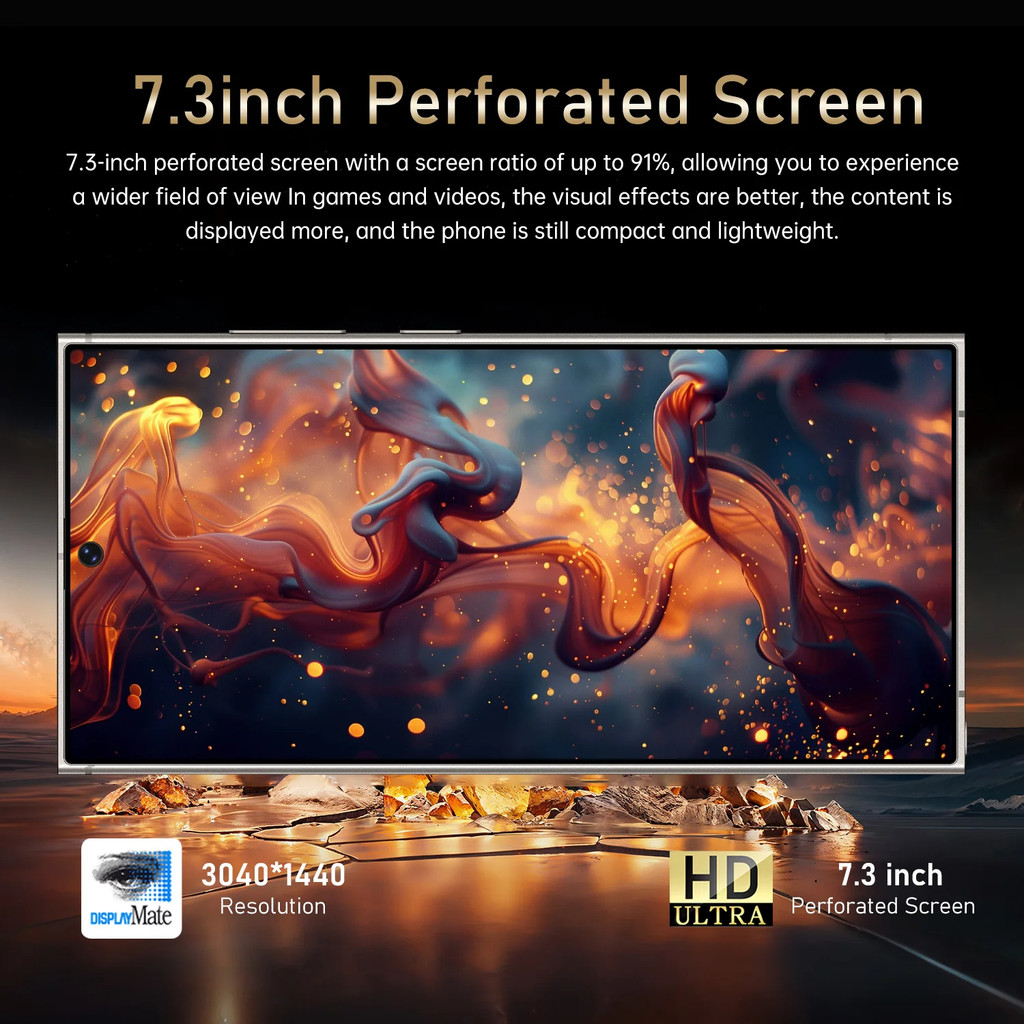 S26 ultra 7.3HD Global Edition 2025 HOT Original Smart Dual Card 7800mAh Bateria Função De Reconhecimento Facial - detalhe