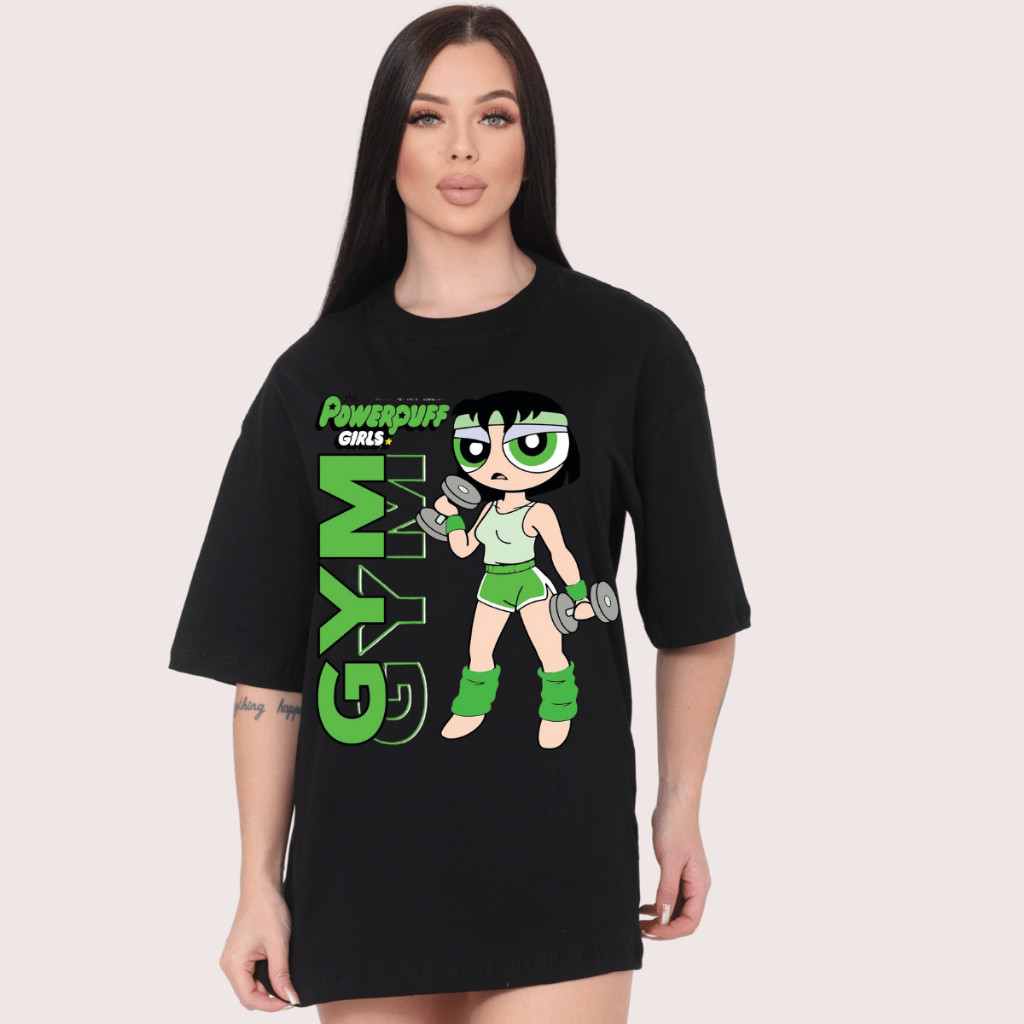 Camiseta Feminina 100% Algodão Estampa Meninas Superpoderosas Academia Estilosa  Fitness Casual