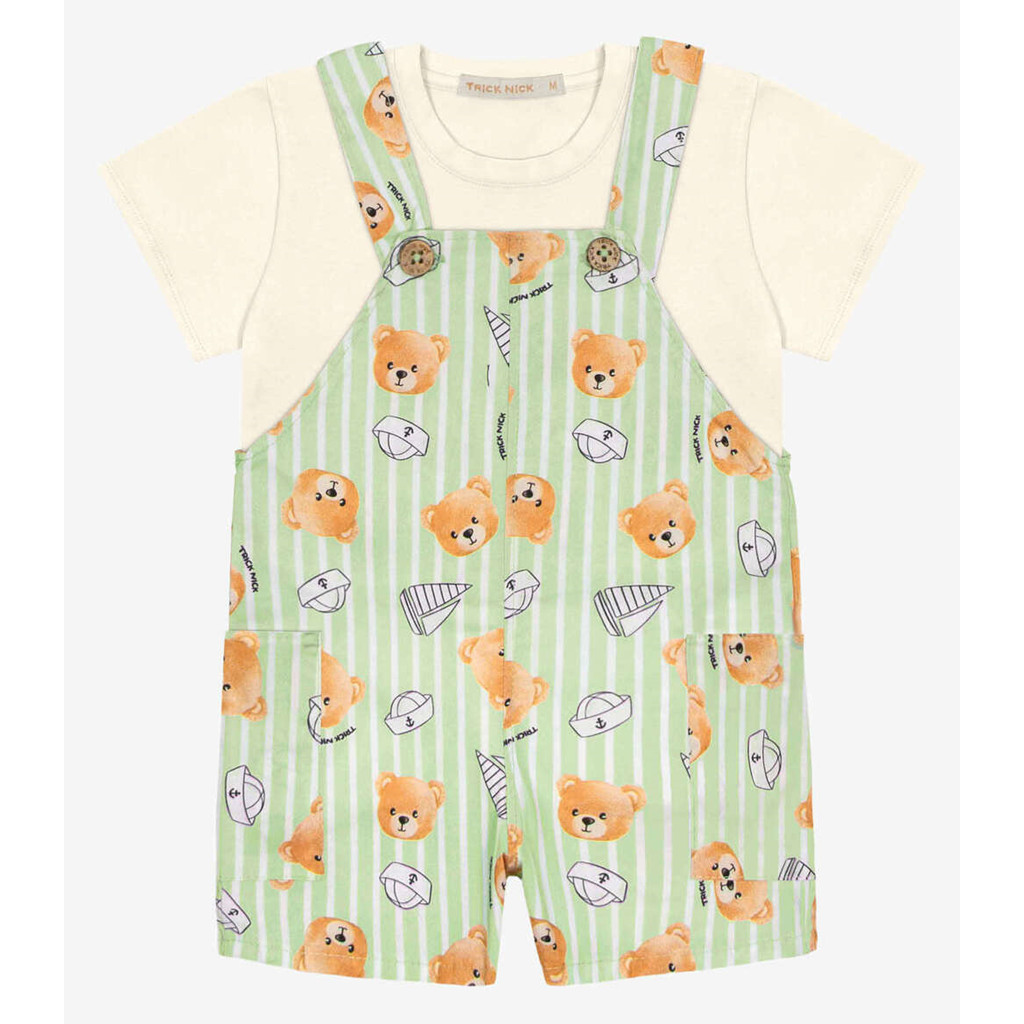 Conjunto Bebê Menino Camiseta Com Jardineira Trick Nick