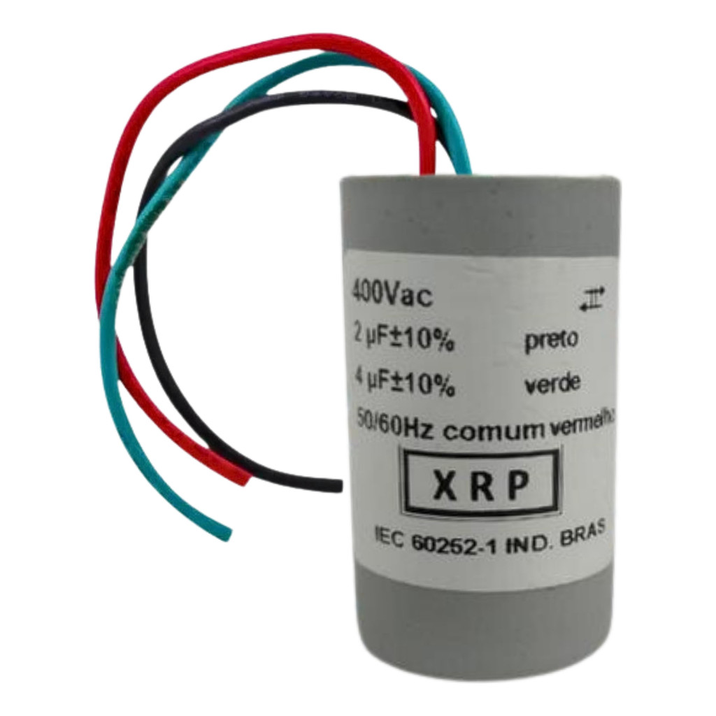 Capacitor De Partida 2uf+4uf 400v 27x50mm (3fios)