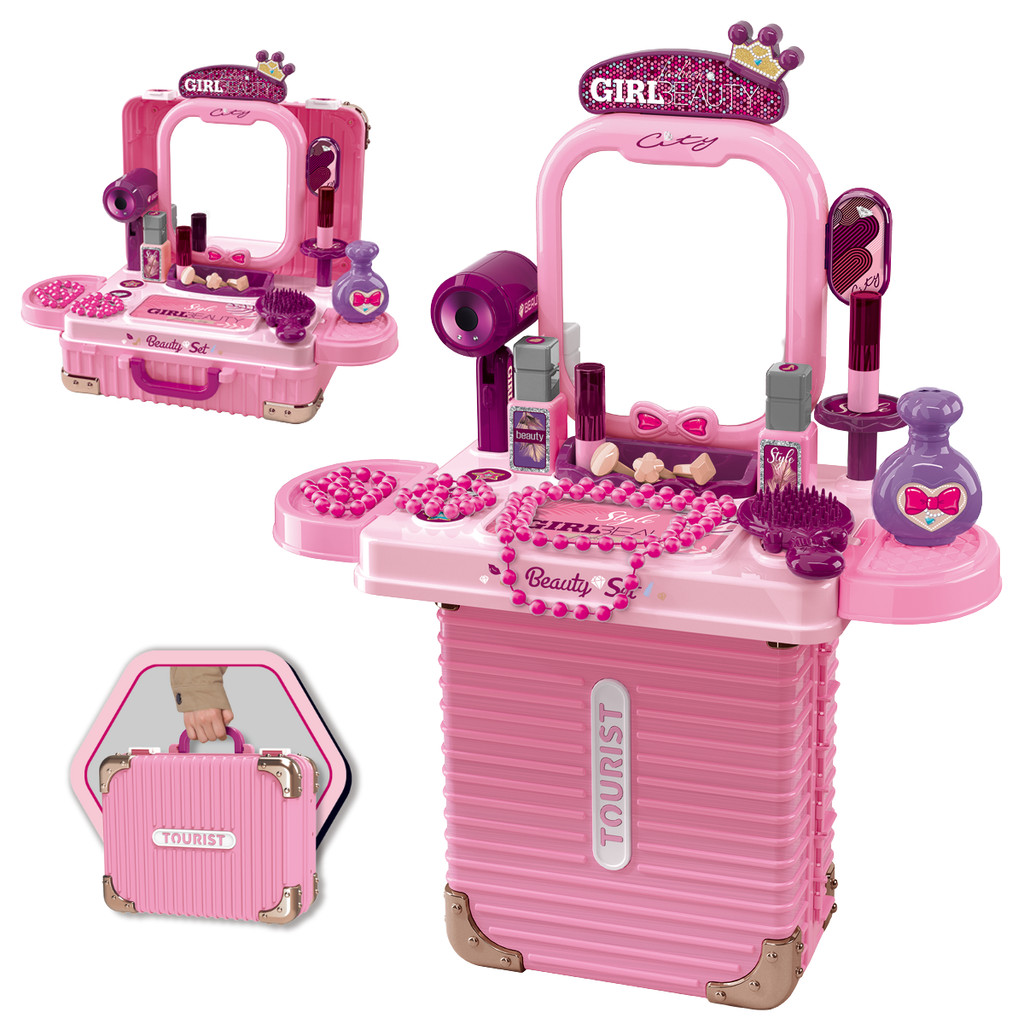 Bancada Penteadeira Infantil 3 em 1 Maleta 21 Peça Maxi Toys em Oferta na Shopee