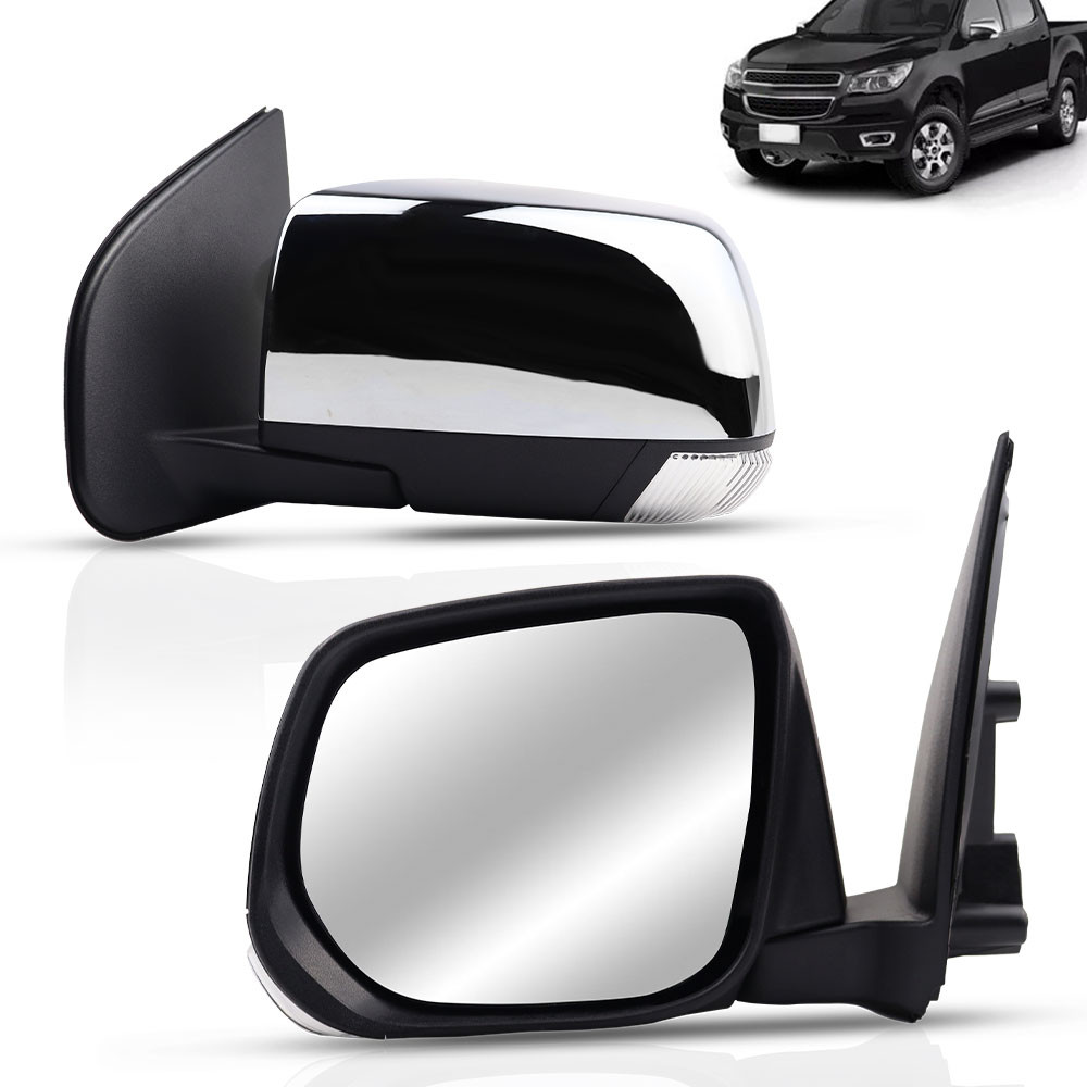 Par Retrovisor S10 2013 2014 2015 2016 Elétrico Com Pisca Capa Cromada em Oferta na Shopee