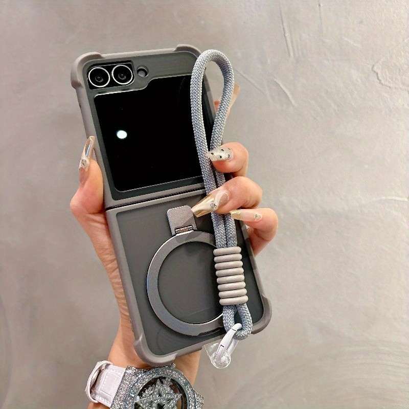 Capa De Telefone Magnética À Prova De Choque De Quatro Cantos Com Cordão Samsung