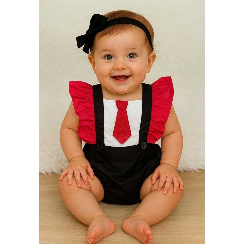 Fantasia A Poderosa Chefinha bebê, romper, salopete, jardineira infantil menina, roupa temática mesversário e ensaio.