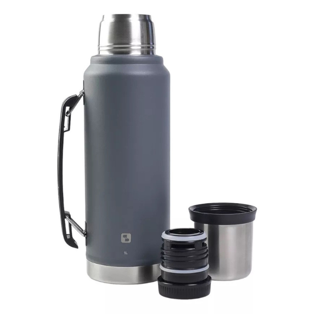 Garrafa Térmica Inox Everest 1 Litro Soprano Cinza