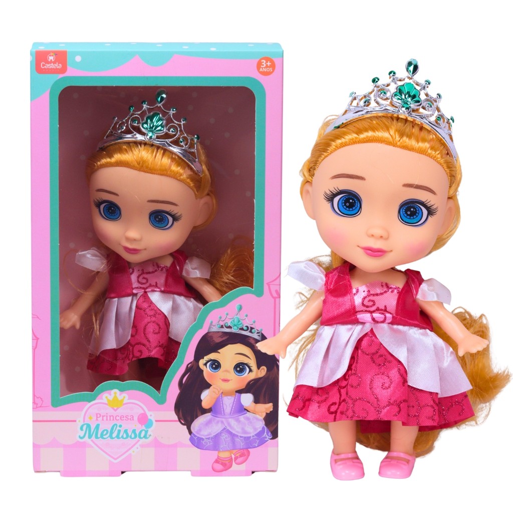 Boneca Articulada Princesa Melissa 21cm Vestido Rosa - Castela em Oferta na Shopee