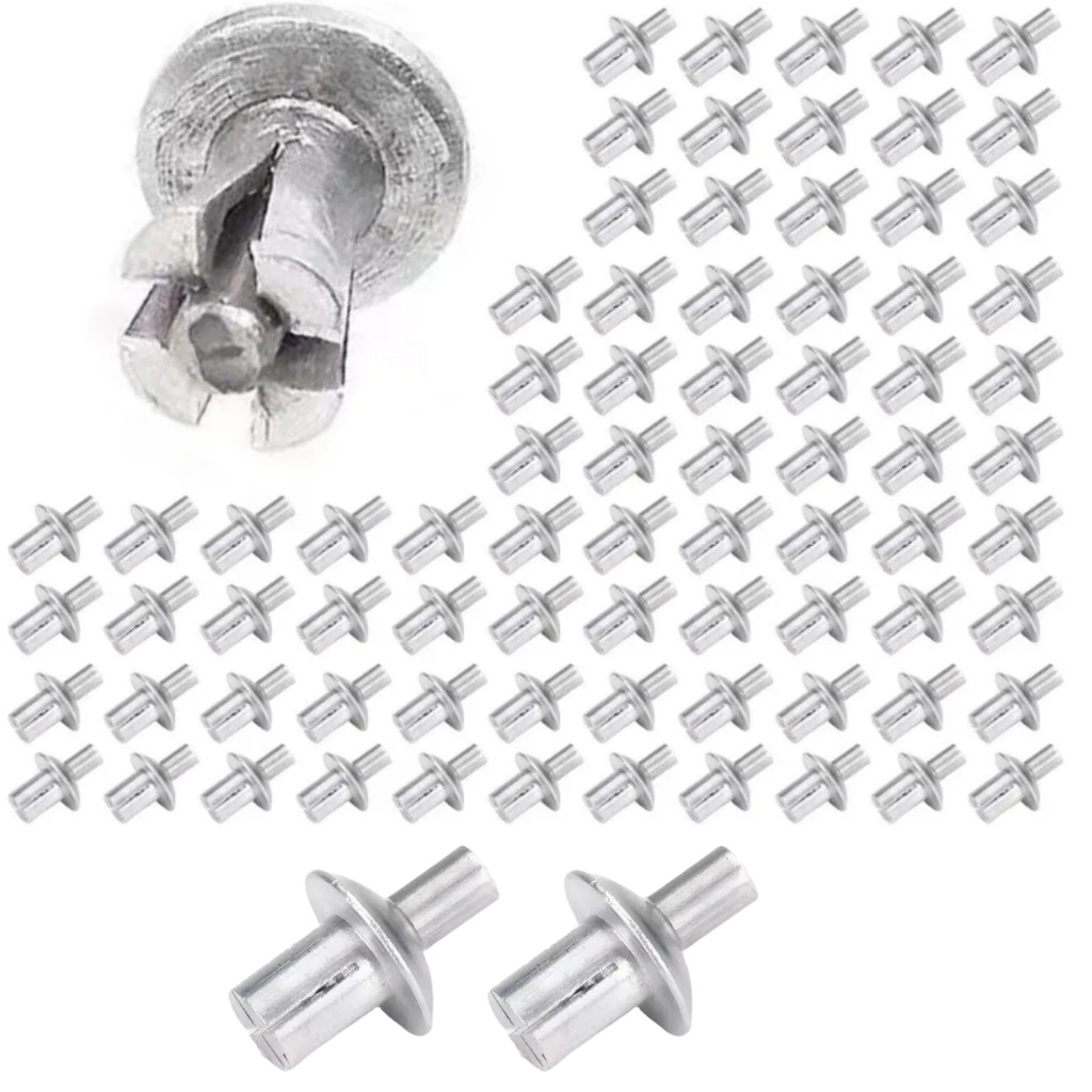 REBITES FIXADORES GRAMPOS EM ALUMINIO 11MM - KIT 100 PEÇAS