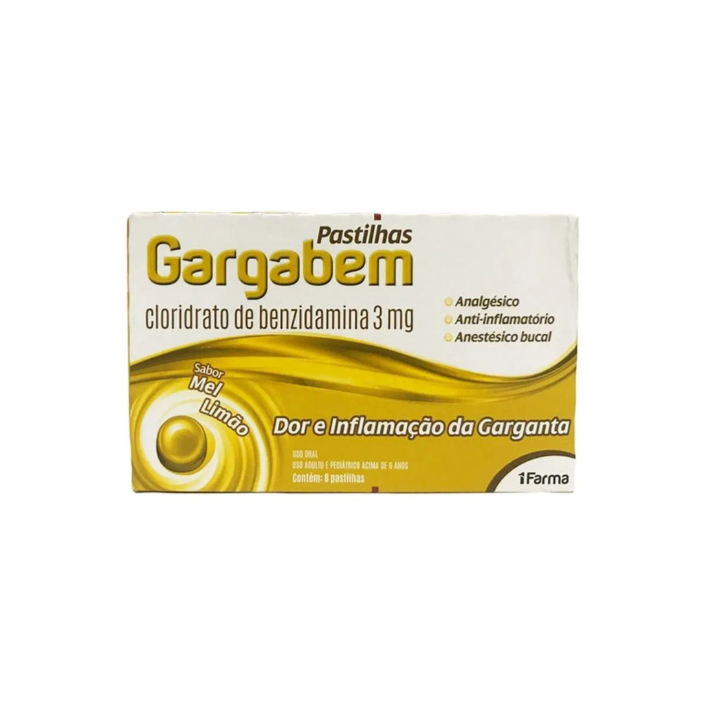 Gargabem pastilha 3mg c 08 sabor Mel e limão