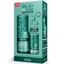 Eico Tratamento Salão Em Casa Cachos Definidos Shampoo Sem Sal 800ml Condicionador Leave-in 450ml