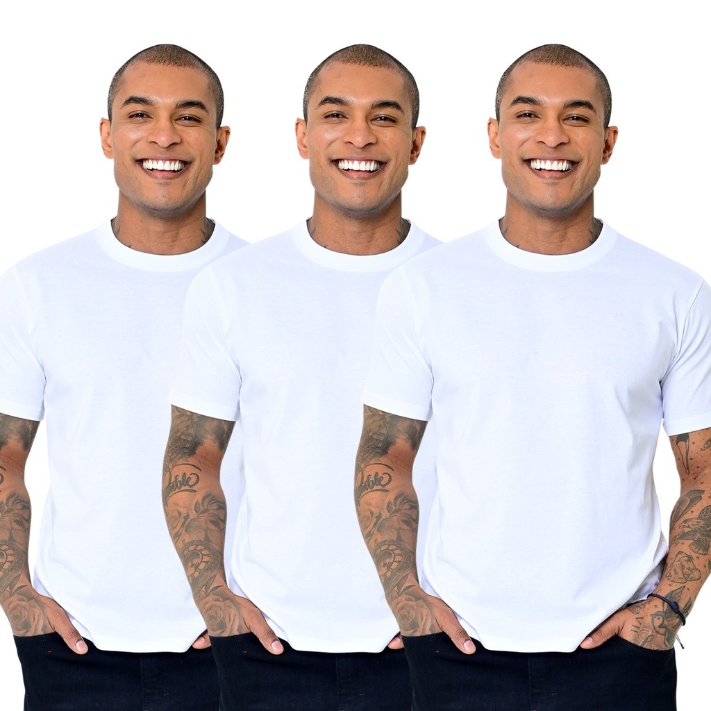 Kit 3 Camisetas Camiseta Masculina Algodão Camisaria Colombo