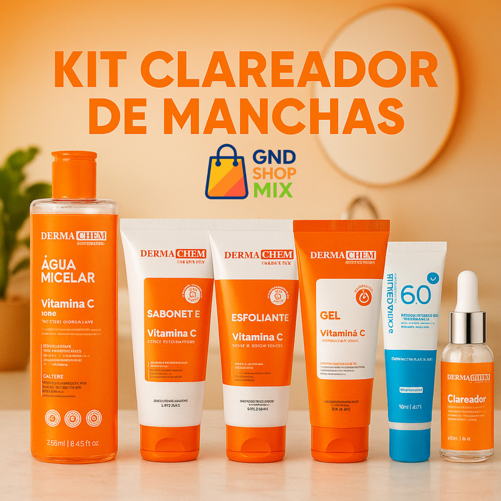 Kit Clareador de Melasma Manchas Skincare Dermachem Cuidado Facial Vitamina C Protetor Facial 60FPS