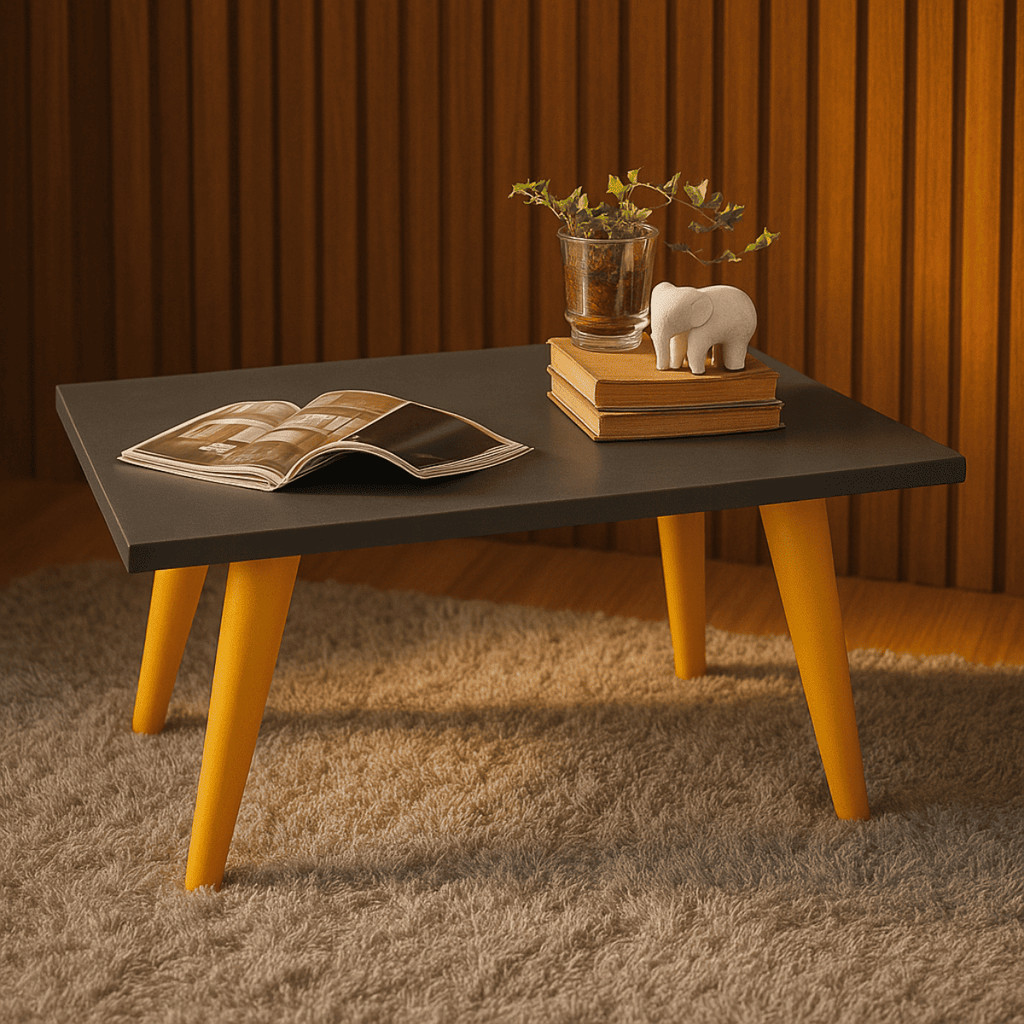 Mesa Retangular De Centro 50cm Com Pés Palito PVC Retro Decoração Sala De Estar Modernic