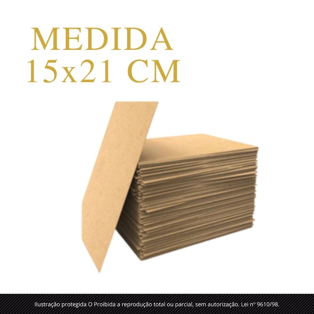Kit Placa Chapa Mdf Cru 15x21 cm A5 50 Unidades 3mm Quadros Artesanato álbum de fotos entre outros artigos decorativos