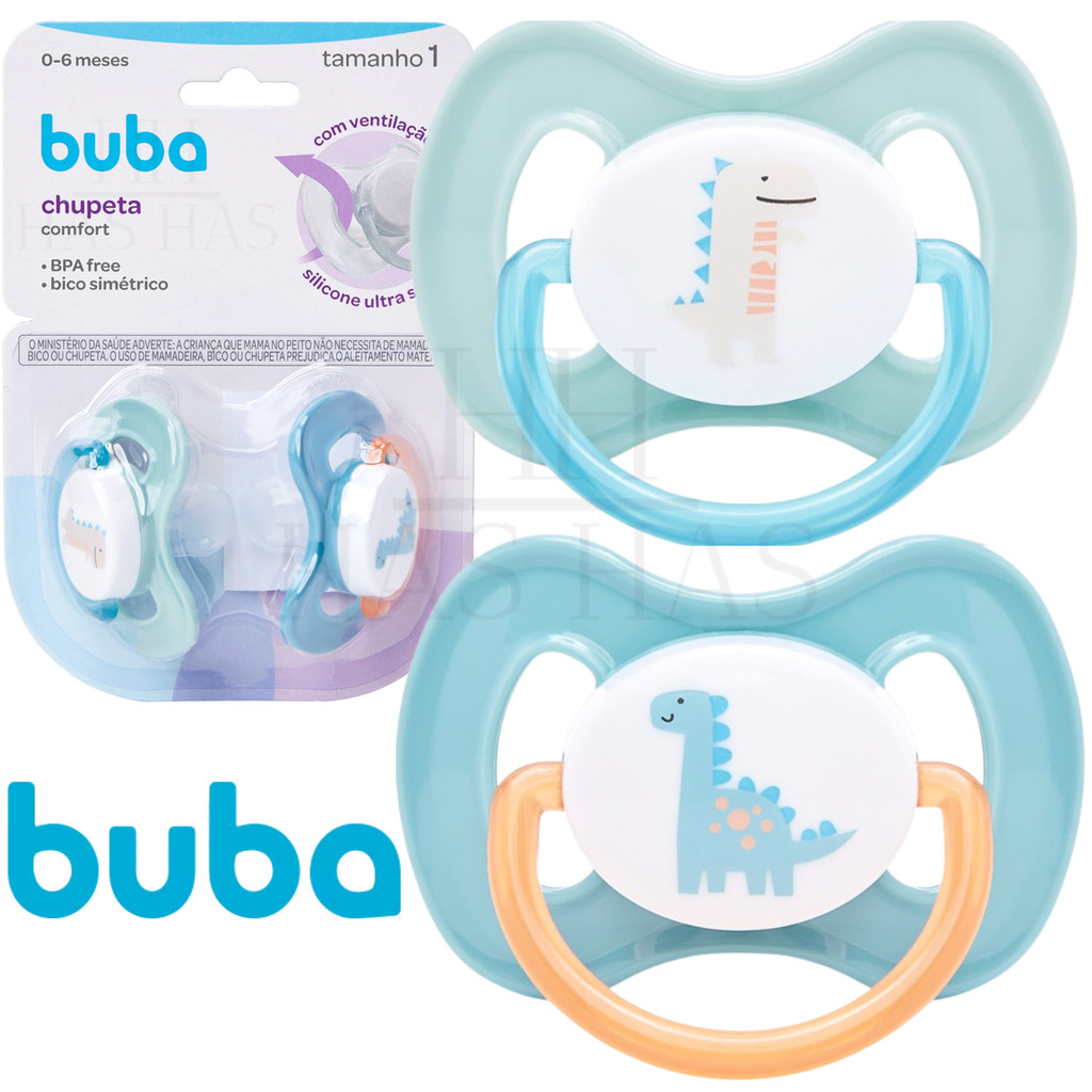 Kit 2 Chupetas Silicone Confort Ultra Soft +0 Meses Tamanho 1 e 2 Recém Nascido Bebe Bico Dino Buba em Oferta na Shopee