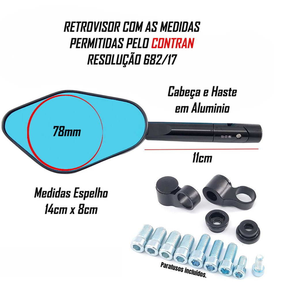 Retrovisor Esportivo Elisse Universal Motocicleta em Oferta na Shopee