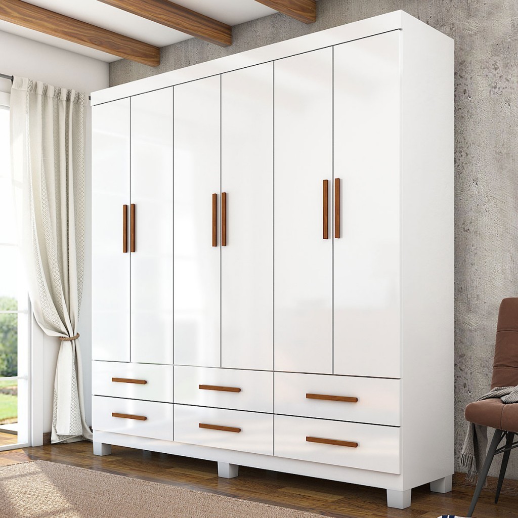 Guarda-Roupa Solteiro Denver 6 Portas 6 Gavetas 22120 - Carioca Móveis em Oferta na Shopee