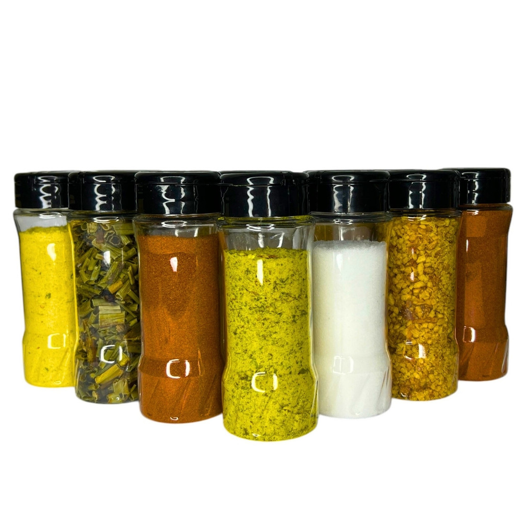 Kit 8 Potes Porta Mantimentos Plástico Transparente Tampa Preta Organização Cozinha Decoração