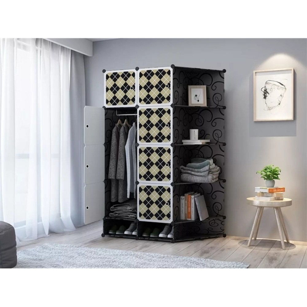 Guarda Roupa Portátil Sapateira Arara Roupas Cabideiro Modular Prateleiras Organizador Desmontável