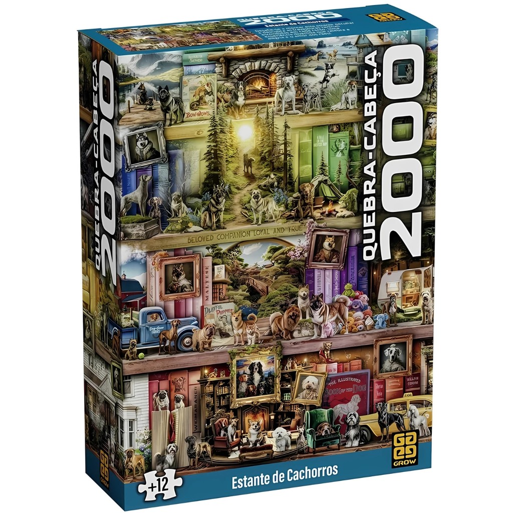 Quebra Cabeça 2000 Peças Estante de Cachorros 04929 - Grow em Oferta na Shopee