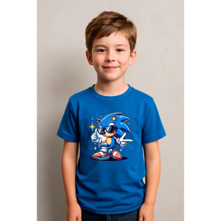 Camiseta Infantil Sonic Desenho 100% Algodão