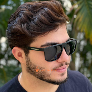 Óculos de Sol Masculino Quadrado Preto Estiloso Confortável em Oferta na Shopee