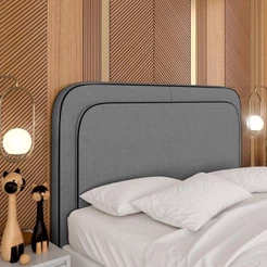 Cabeceira Estofada Para Cama Queen Miami Linho Cinza - M. Arapongas