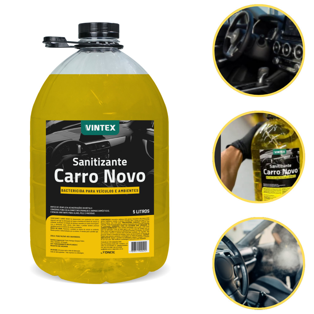 Aromatizante Sanitizante Carro Novo Vintex 5l Laranja Elimina Fungos e Bactérias