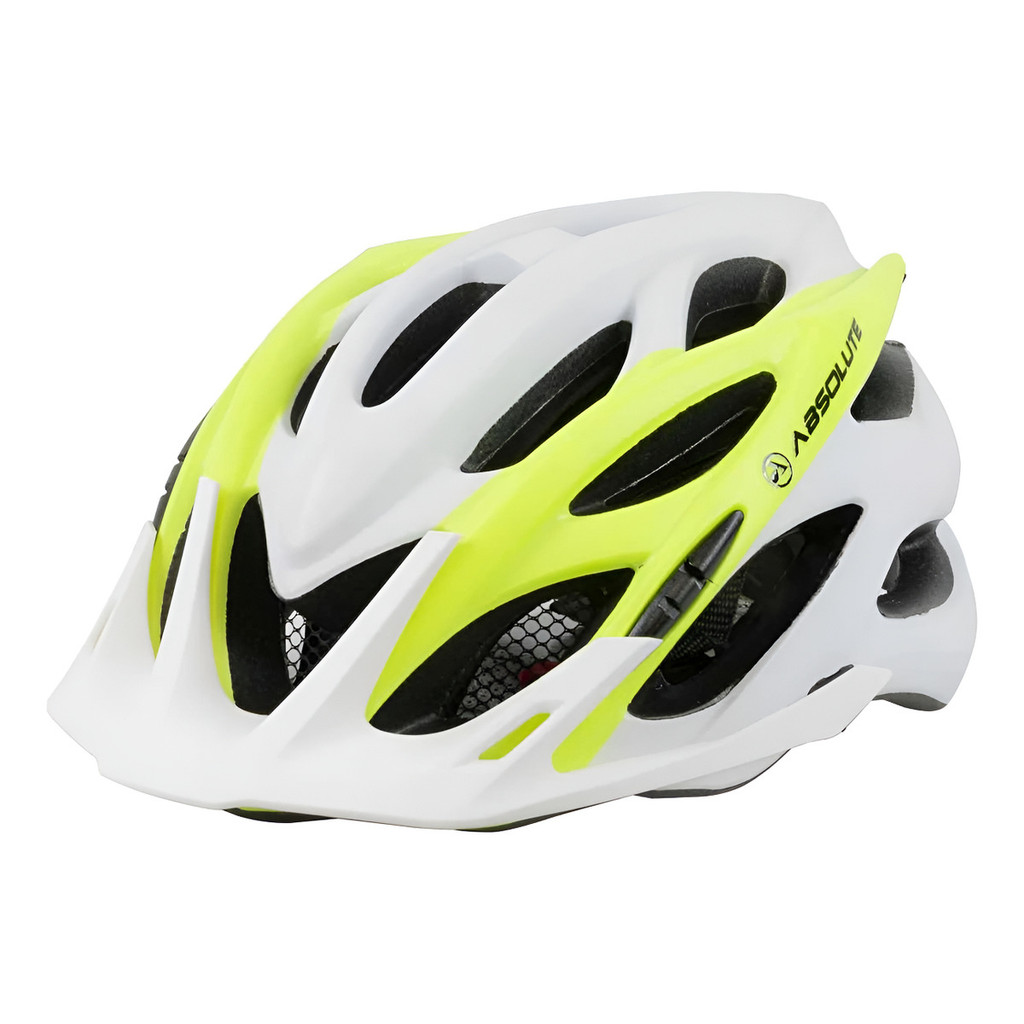 Capacete Bicicleta Ciclismo Mtb Absolute Wild C/ Viseira Led Branco Com Neon Regulével