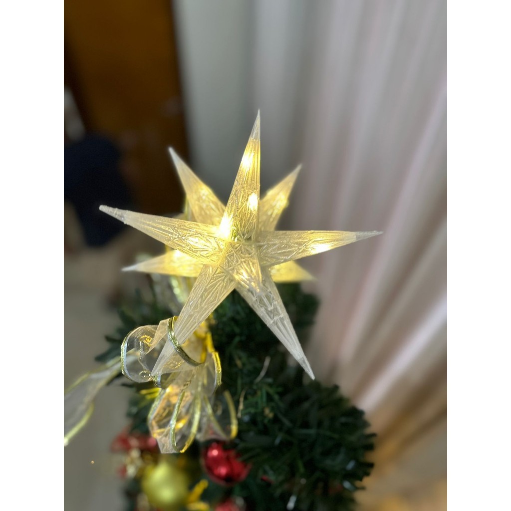 Ponteira árvore de natal Estrela LED USB bateria ou tomada | Topo de Árvore Iluminada Natalina