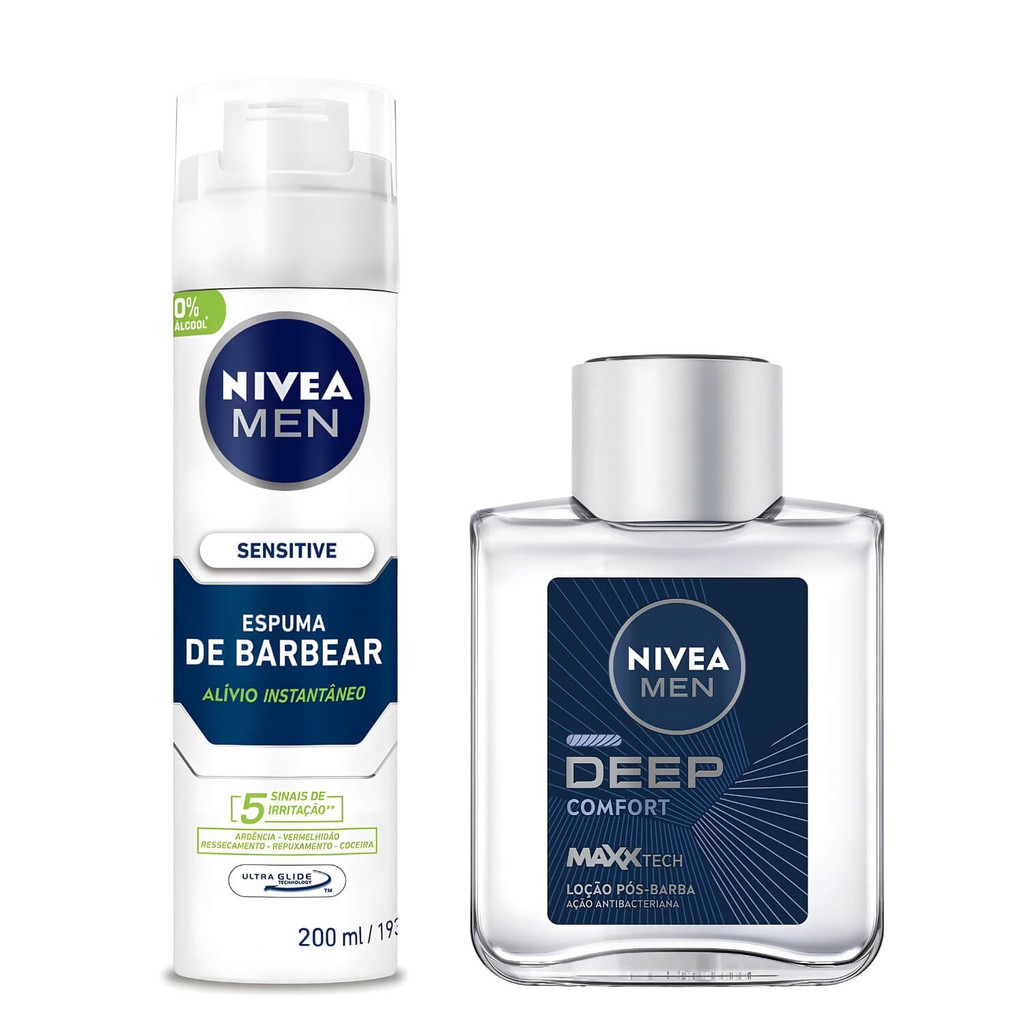 Kit Espuma de Barbear + Loção Pos Barba Nivea Men Deep