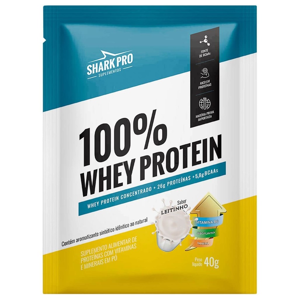 100% Whey Protein - 1 Sachê 40g Leitinho - Shark Pro