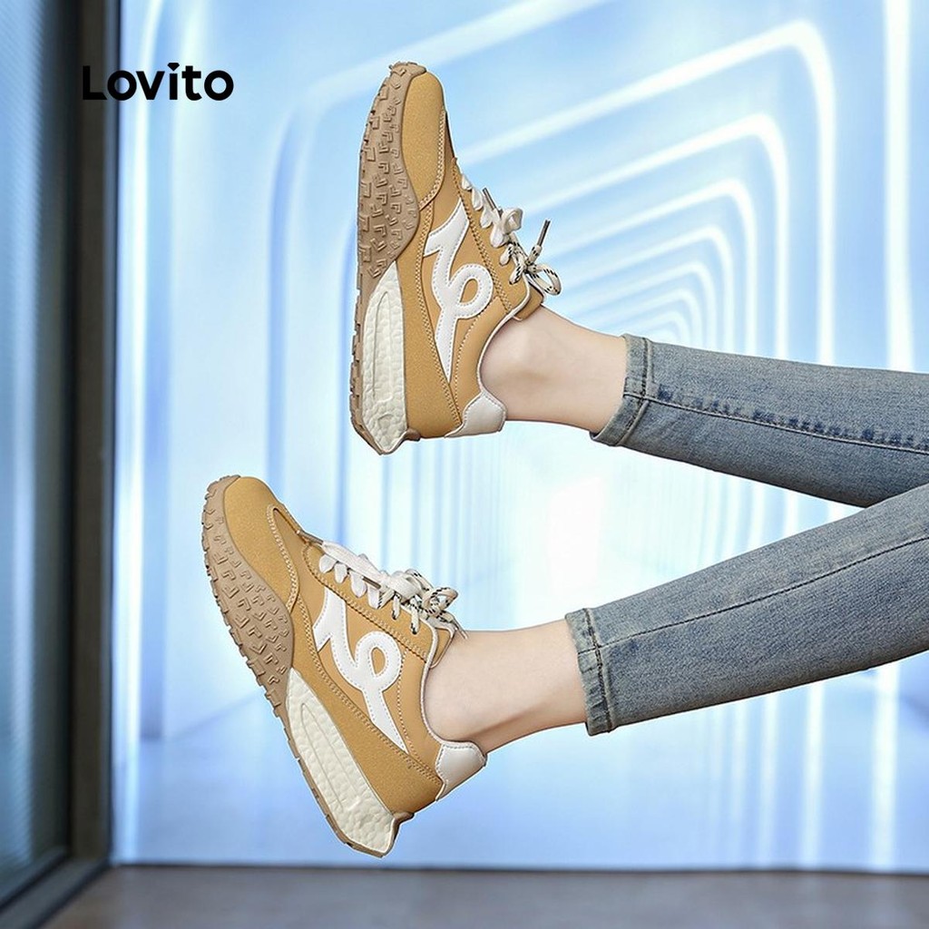 Detalhes do Lovito Sapatos Casuais Forrest Gump Tênis Versátil Com Sola Grossa Antiderrapante Para Mulheres LFA75024