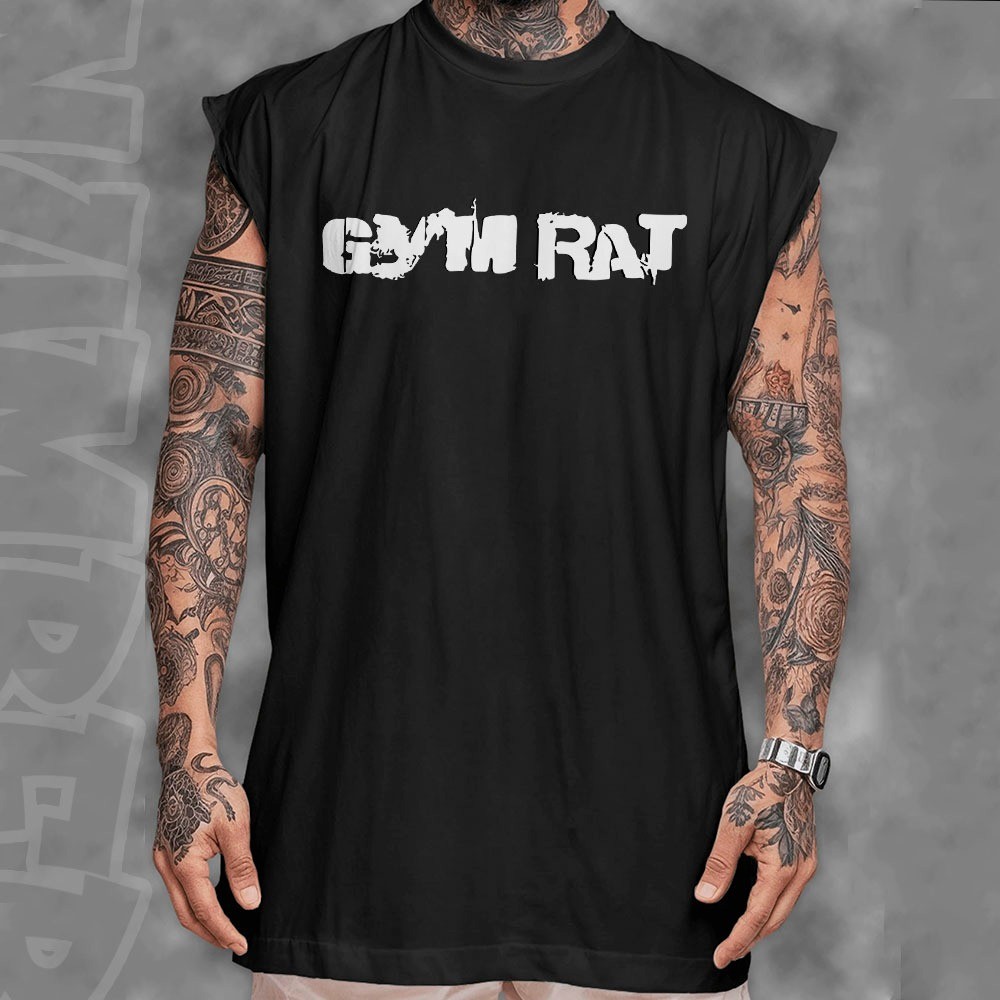 Camiseta regata machão  mascuilno  gym rat meme treinamento estilosa confortavel em algodao unissex