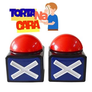 Conjunto 2 Buzzers Educativos – Diversão Torta na Cara | Quiz Infantil Família Luz & Som