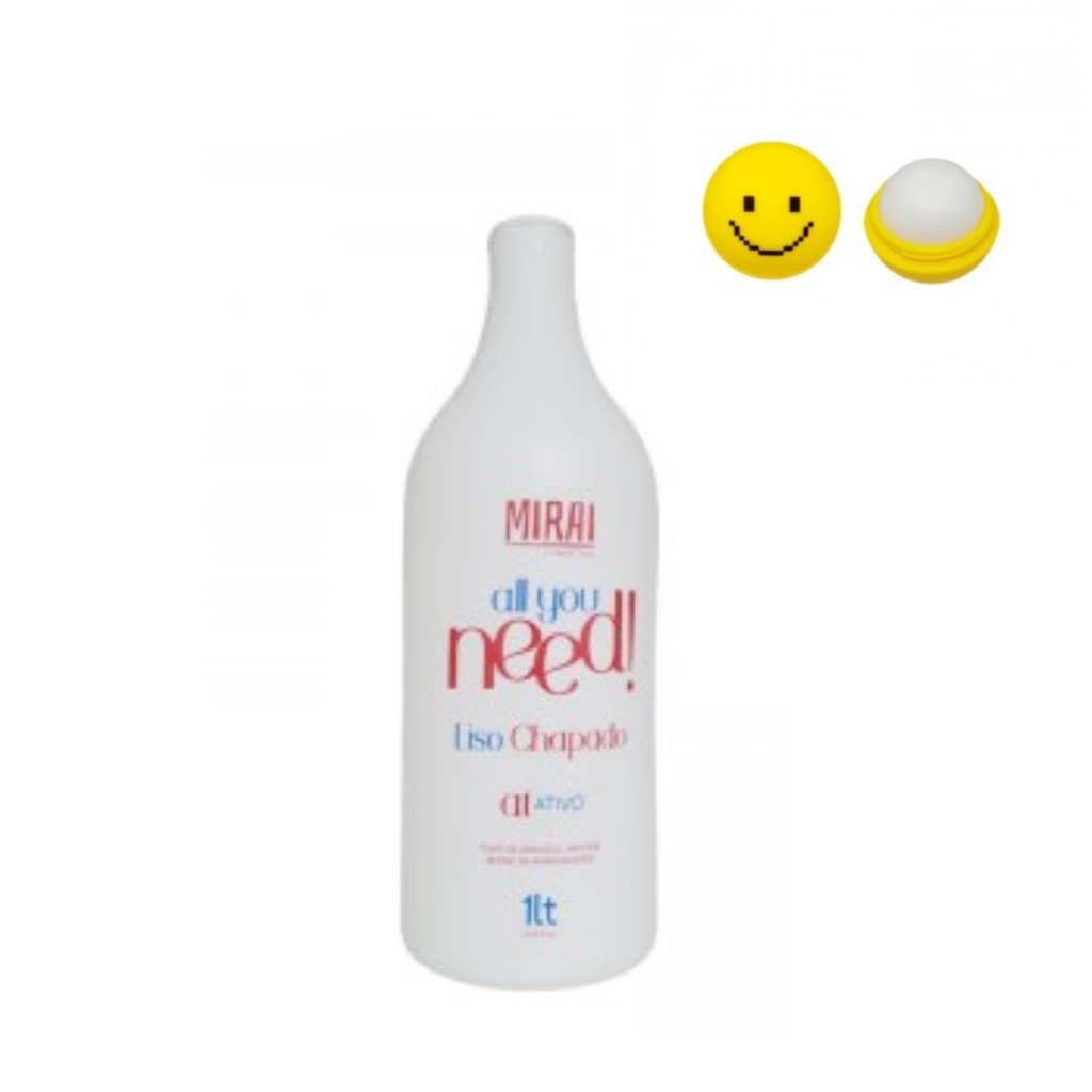 Escova progressiva Definitiva Liso Chapado Plástica S/Formol 1L Mirai Cosmetico+ Brinde Lip Balm Avatar Mia Make Emoji