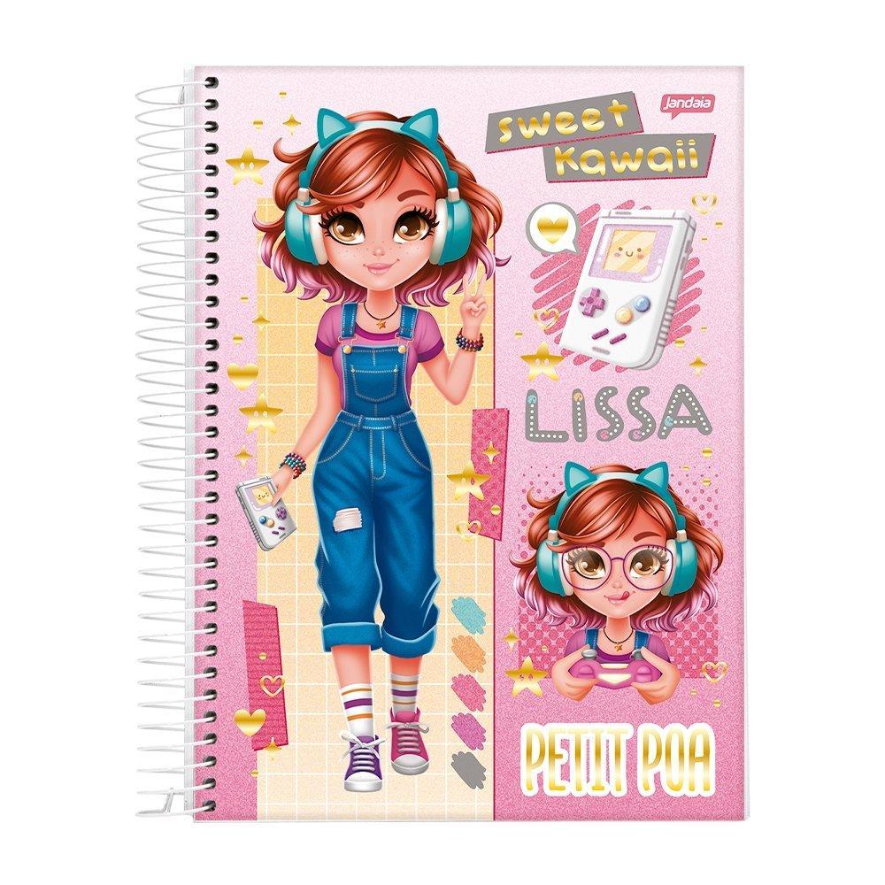 Caderno Espiral Jandaia Universitário Capa Dura Petit Poa 1 Matéria 80 Folhas Embalagem com 4 Unidades