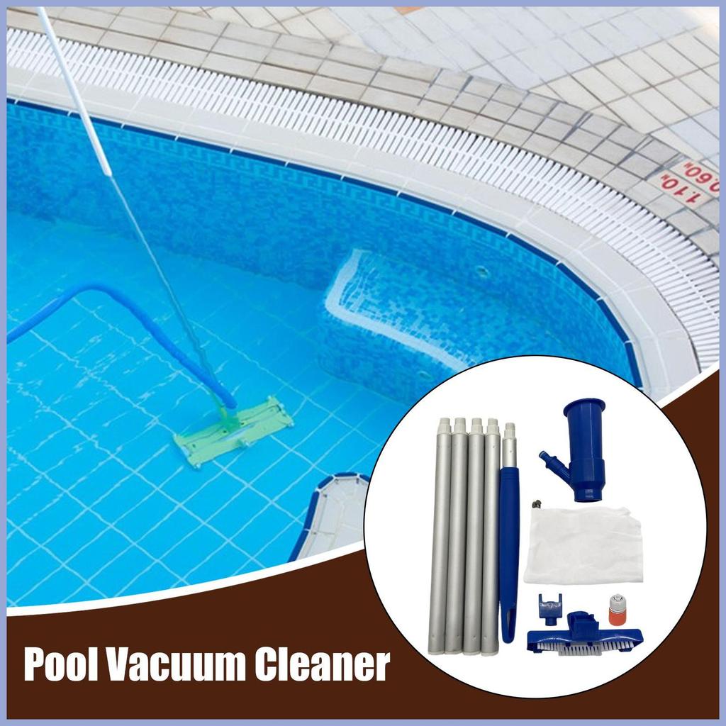 Piscina Aspirador De Pó 5 Seções Pólo Telescópico Equipamento Filtro Manual Vácuo Para Jardim Ao Ar Livre Quintal Mueady