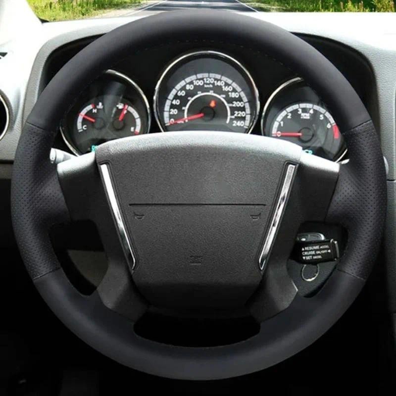 Para Dodge Calibre Avenger Viagem Jeep Compass Antigo Patriot Acessórios Costurado À Mão Couro Genuíno Capa De Volante D