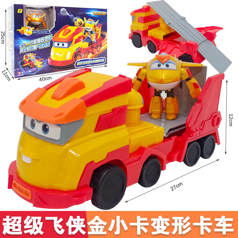 Audi Double Diamond Super Wings Veículo de Cartão Dourado, Caminhão Transformador de Nave Espacial, Robô Dourado para Me