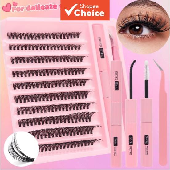 Kit de extensão de cílios DIY, 200 unidades, misto 20P/30P/40P/50P/60P/80P, com pinça e cola, ideal para compras,