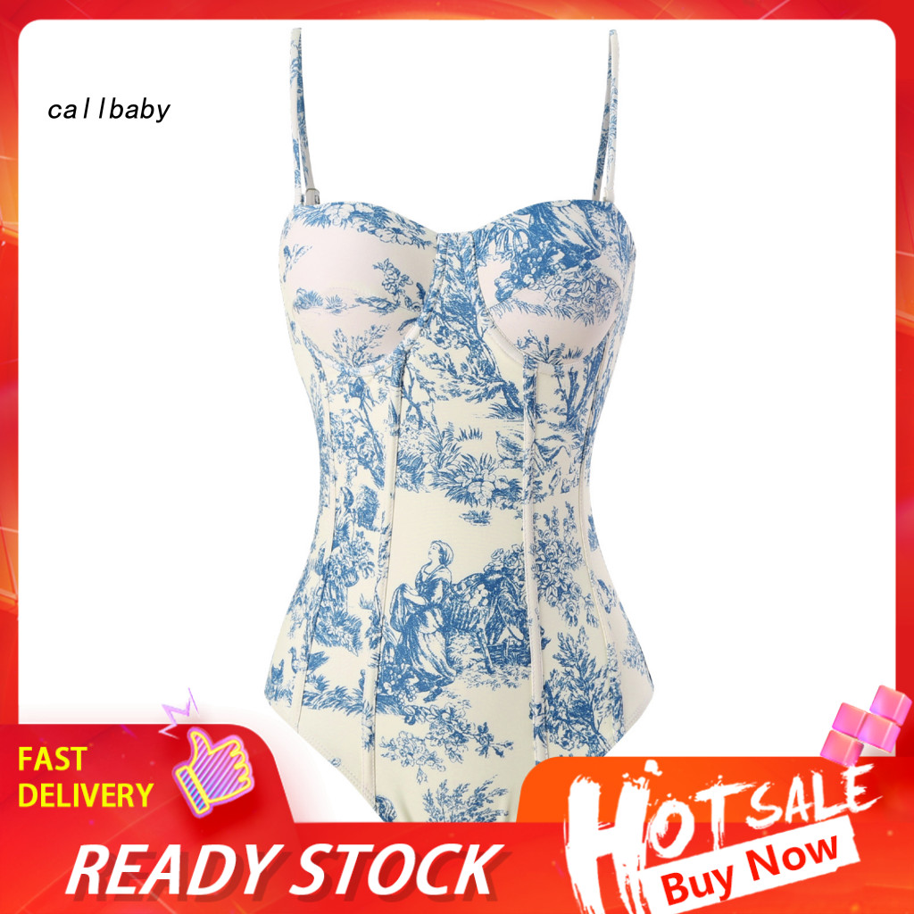 Retro Print One-piece Swimsuit Vintage Strappy Skirt 1pc/2pcs Women’s Printed Monokini with Lace-up Sling Bandeau for
