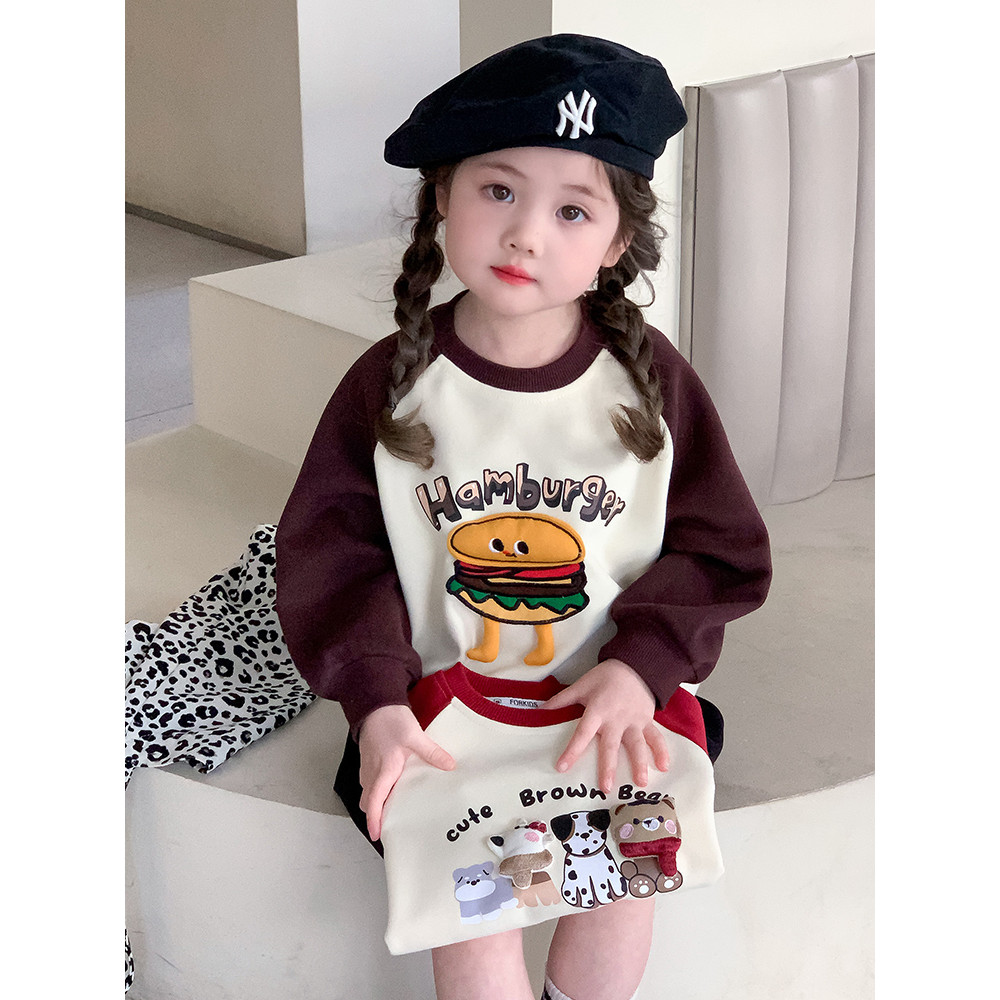 Meninas primavera pulôver moletom 2025 primavera outono novo estilo crianças de manga comprida camiseta feminino bebê mé