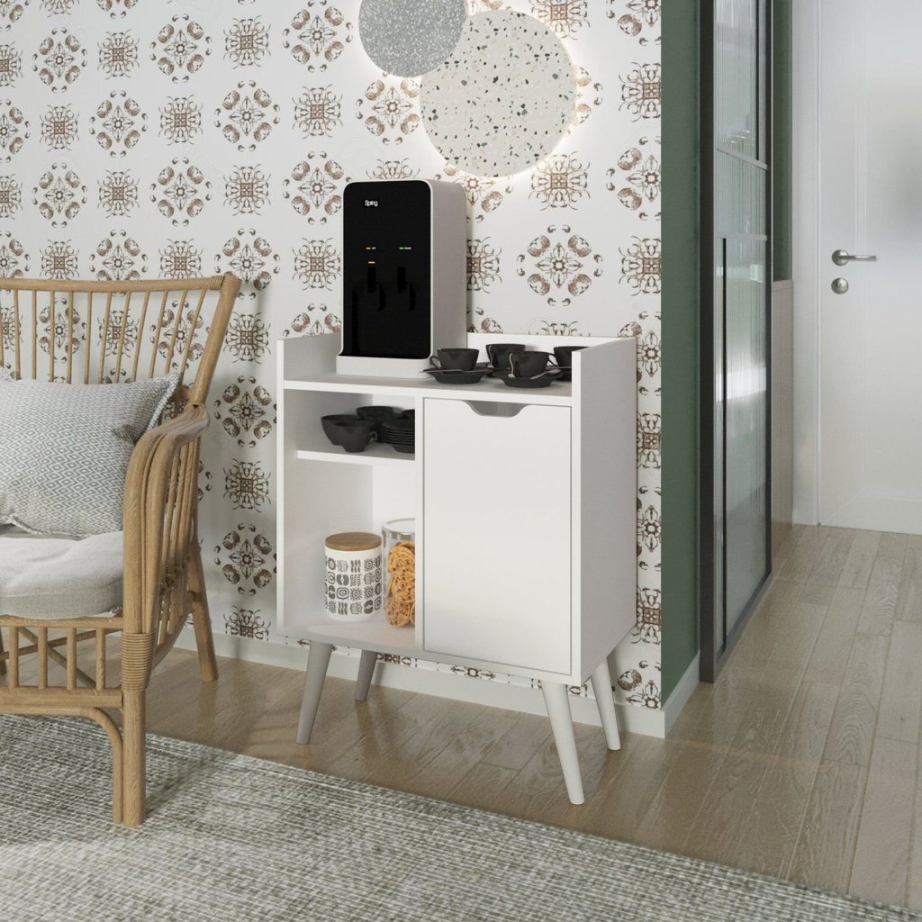 Aparador Balcão Mesa para Café/Bar Multifuncional Branco Branco