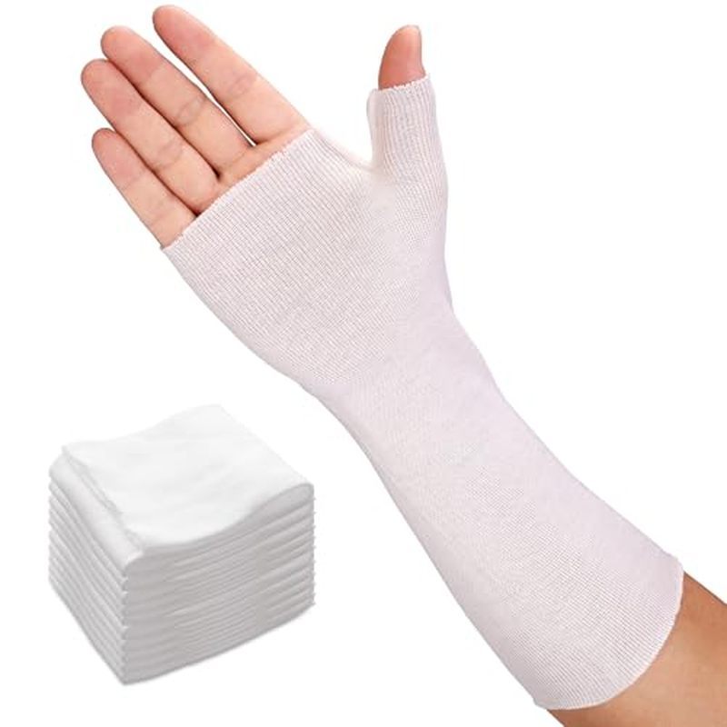 Meias De Mão Com Tala Velpeau (Pacote 10) , Tubulação Fina Respirável Para Cinta De Pulso & amp ; Forro Spica De Polegar