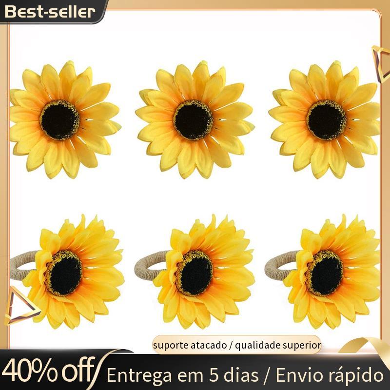 Conjunto De 6 Anéis De Guardanapo , Anel Feito À Mão Para Casamento , Banquete , O Natal (Girassol)
