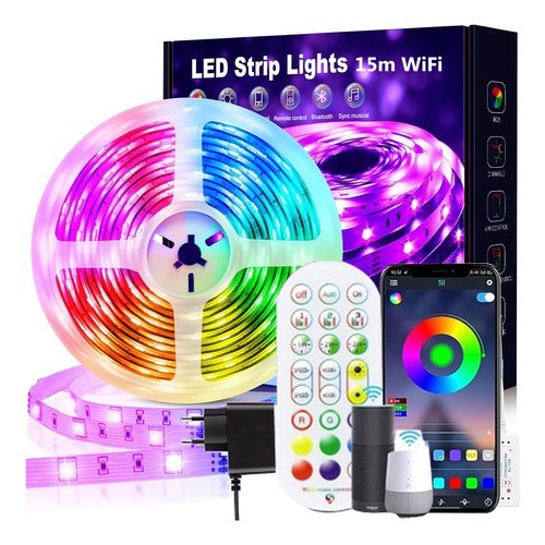 Fita Led 20m Smart Wi-fi Rgb Inteligente Luz Alexa E Google Assistente