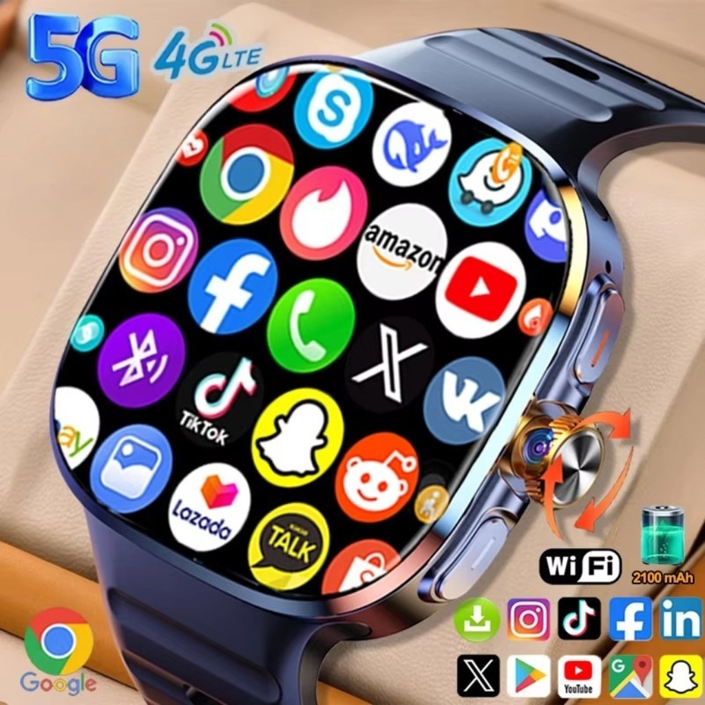 3GB + 32GB RAM 5G/4G Android 9.0 Relógio Inteligente 2.4 Polegada AMOLED 2100mah Bateria 900W Câmera GPS WIFI Google APP